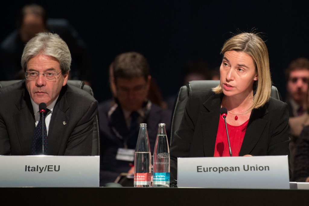 Paolo Gentiloni and Federica Mogherini (in the foreground, from left to right)