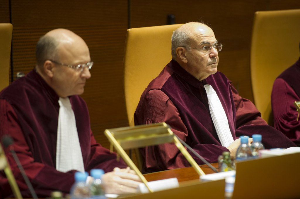 Vassilios Skouris, President of the Court of Justice of the EU, on the right