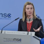 Federica Mogherini at the podium
