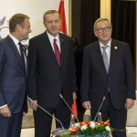 Donald Tusk, Recep Tayyip Erdoğan, President of Turkey, and Jean-Claude Juncker (from left to right)