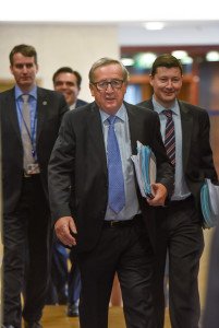 Arrivals of Jean-Claude Juncker, in the centre, and Martin Selmayr, his Head of Cabinet, on the right