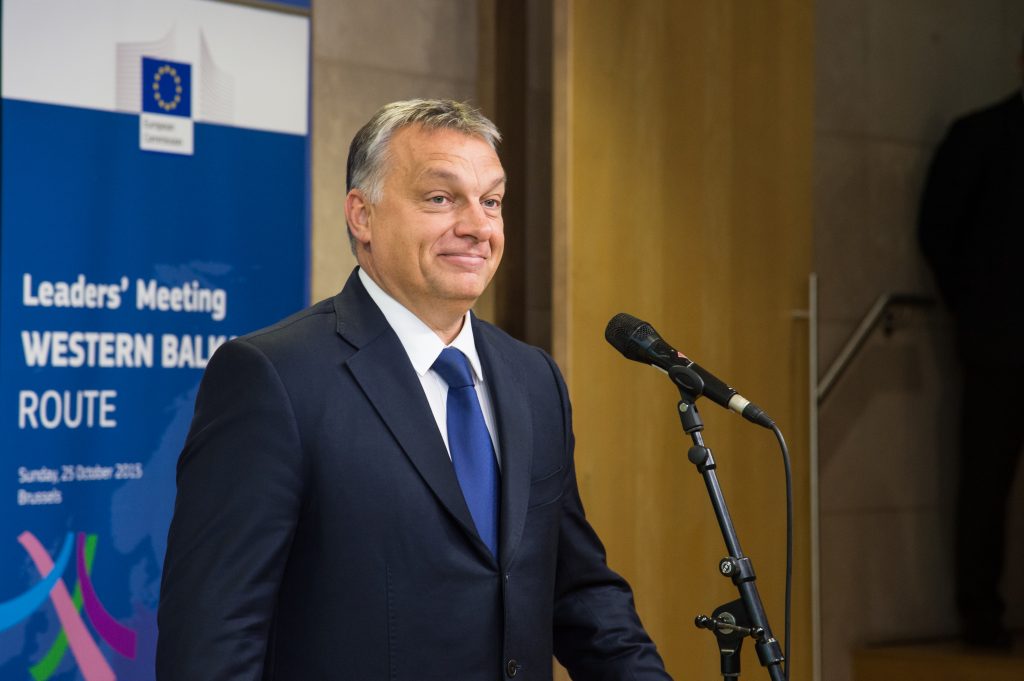 Viktor Orbán, Hungarian Prime Minister, giving a press point