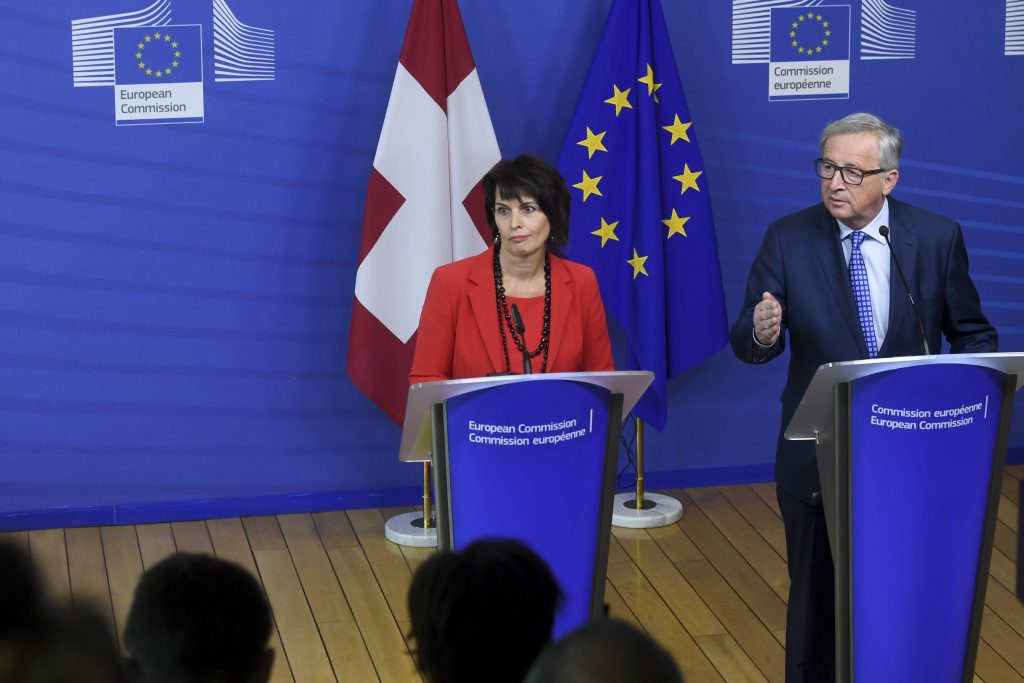 Jean-Claude Juncker, President of the EC, receives Doris Leuthard, President of the Swiss Confederation