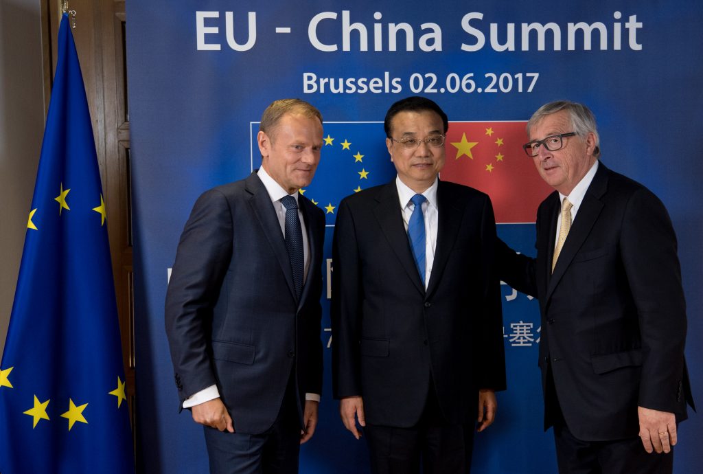Jean-Claude Juncker, President of the EC, Donald Tusk, President of the EC, and Li Keqiang, Chinese Prime Minister, attend 19th bilateral Summit between the European Union and the People's Republic of China, in Brussels.