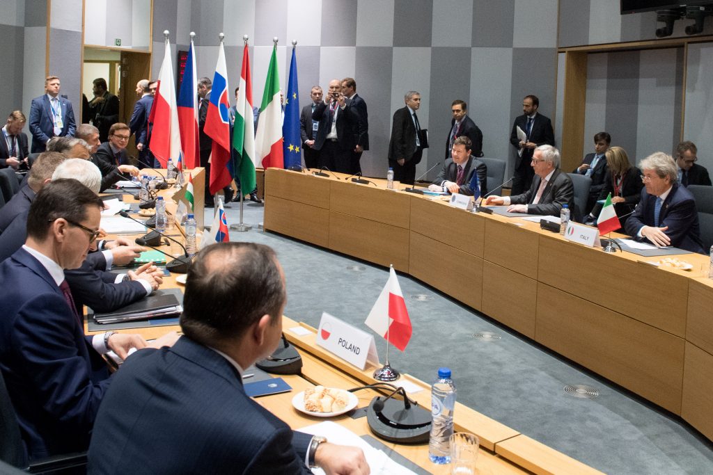 Jean-Claude Juncker, President of the EC, participes at the European Council in Brussels.Meeting with the Visegrad group.