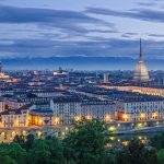 Turin (Torino), high definition panorama at twilight