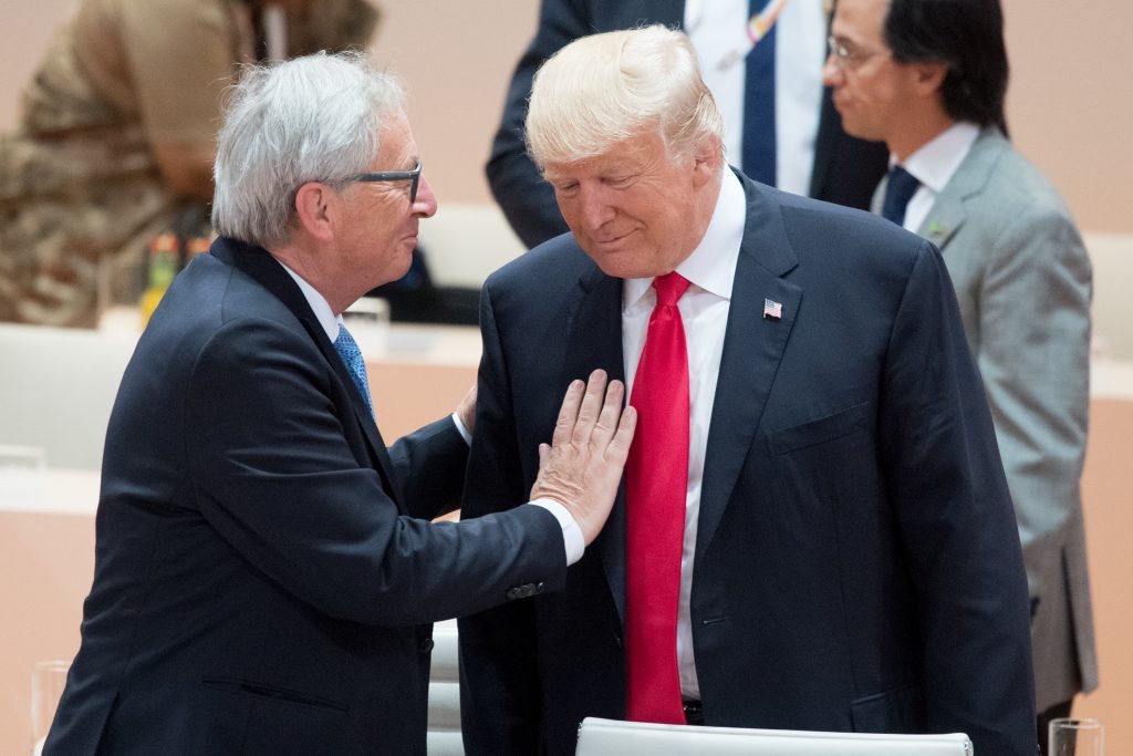 Jean-Claude Juncker, President of the EC, and Donald Tusk, President of the European Council, participate in the 12th G20 Summit in Germany. Second plainary session
