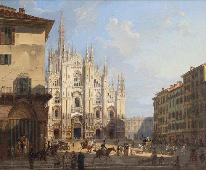 Veduta di piazza del Duomo in Milano Migliara, Giovanni